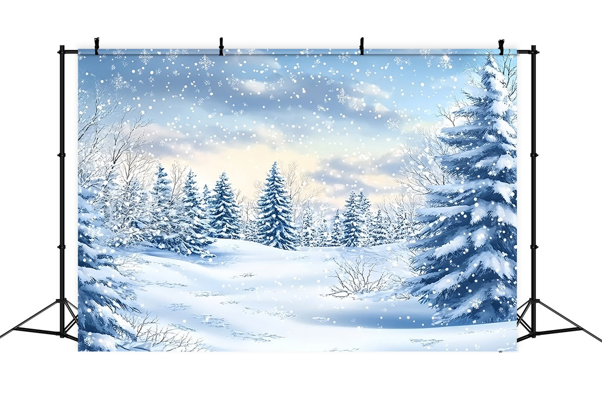 Winter Snow Backdrop Forest Snowfall Peaceful Serenity Backdrop BRP11-38