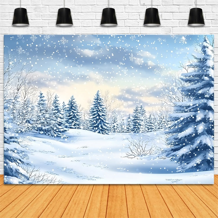 Winter Snow Backdrop Forest Snowfall Peaceful Serenity Backdrop BRP11-38