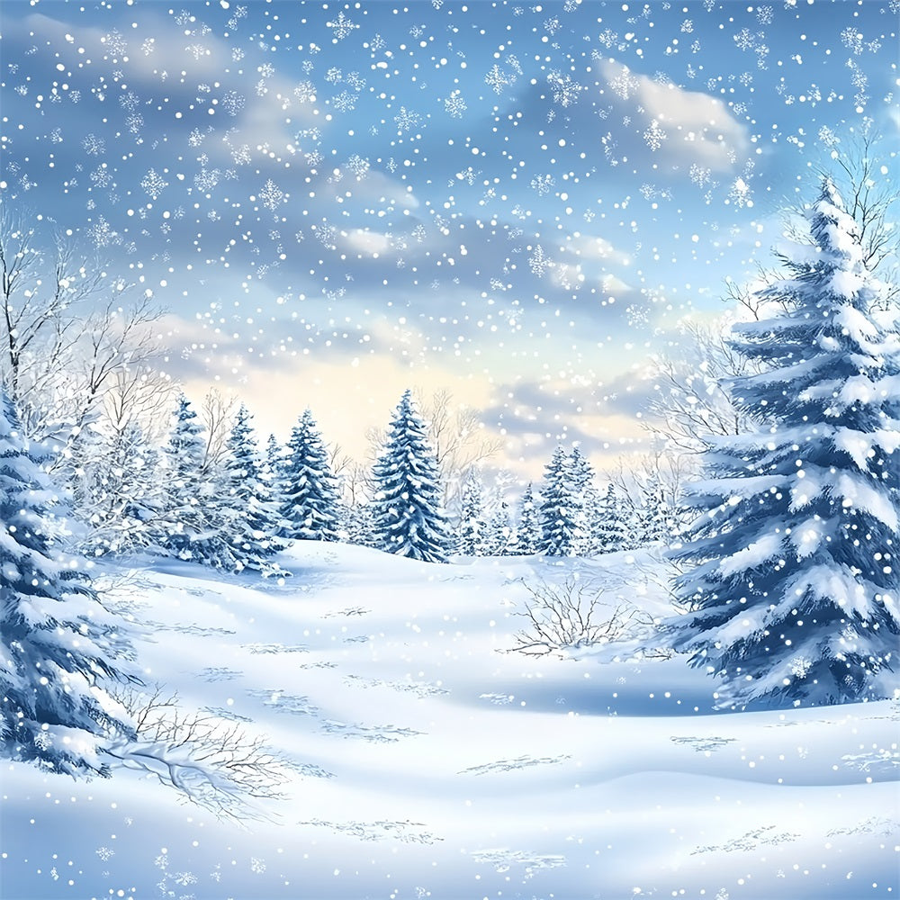 Winter Snow Backdrop Forest Snowfall Peaceful Serenity Backdrop BRP11-38