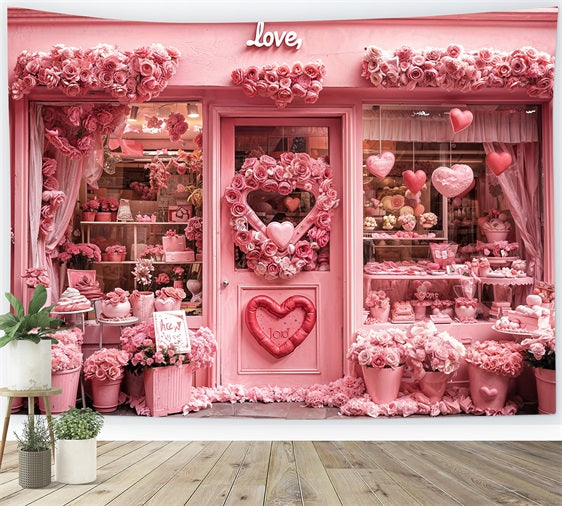 Valentine's Day Backdrop Ideas Flower Shop Wreath Backdrop BRP11-381