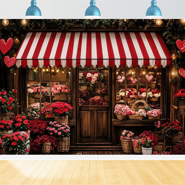 Backdrops Valentines Romantic Rose Heart Shopfront Backdrop BRP11-383