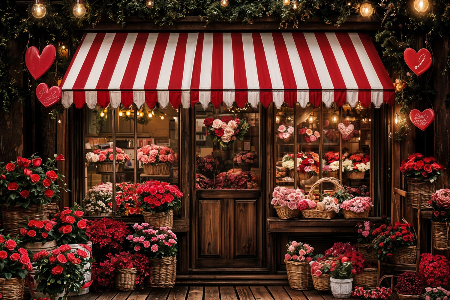 Backdrops Valentines Romantic Rose Heart Shopfront Backdrop BRP11-383