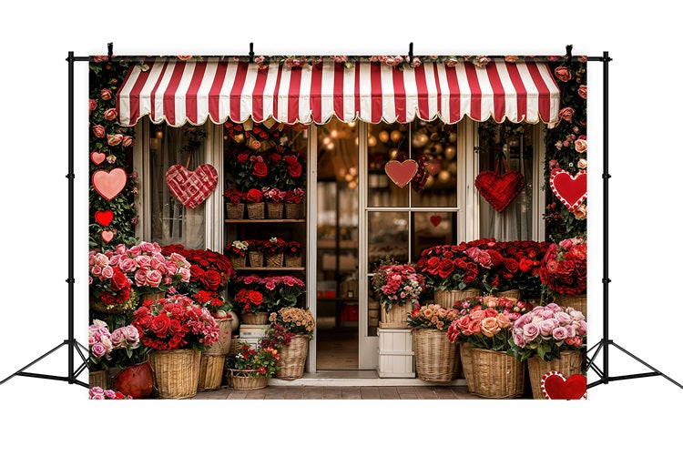 Valentines Backdrop Ideas Striped Awning Flower Shop Backdrop BRP11-384