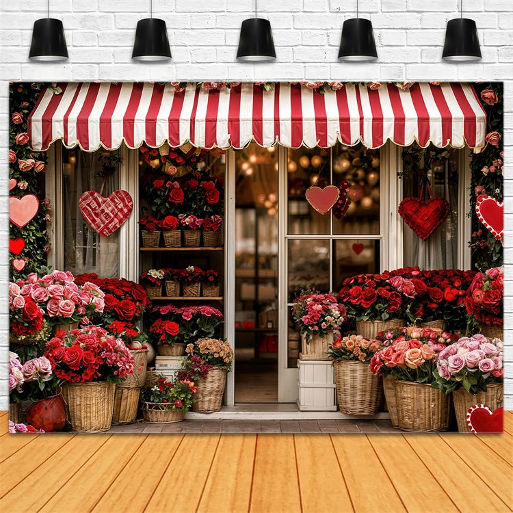 Valentines Backdrop Ideas Striped Awning Flower Shop Backdrop BRP11-384