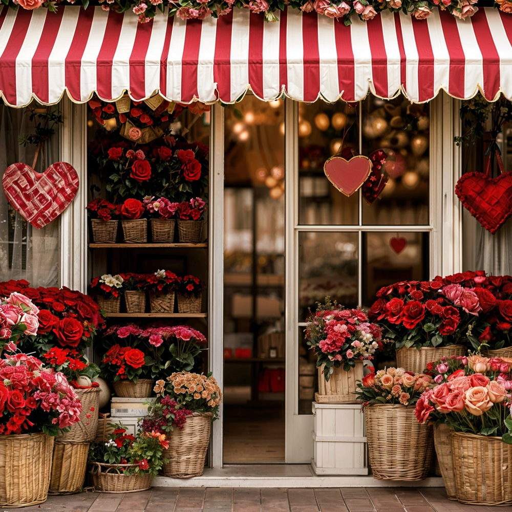 Valentines Backdrop Ideas Striped Awning Flower Shop Backdrop BRP11-384