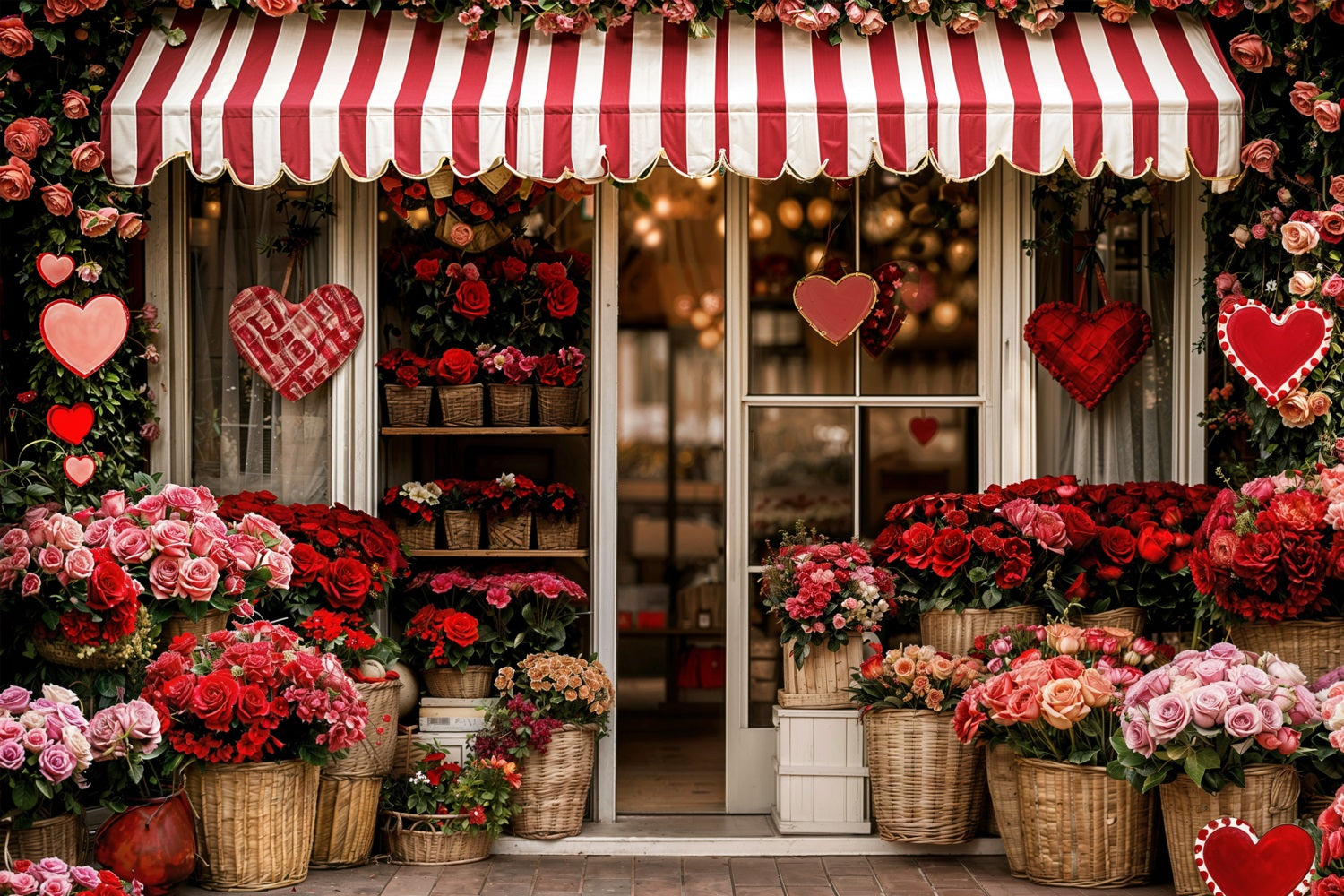 Valentines Backdrop Ideas Striped Awning Flower Shop Backdrop BRP11-384