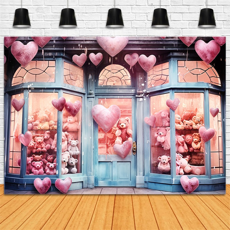 Photography Backdrops Valentine Heart Balloons Teddy Love Backdrop BRP11-388