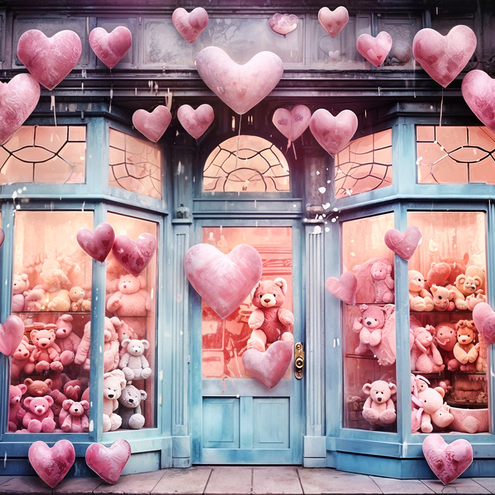 Photography Backdrops Valentine Heart Balloons Teddy Love Backdrop BRP11-388