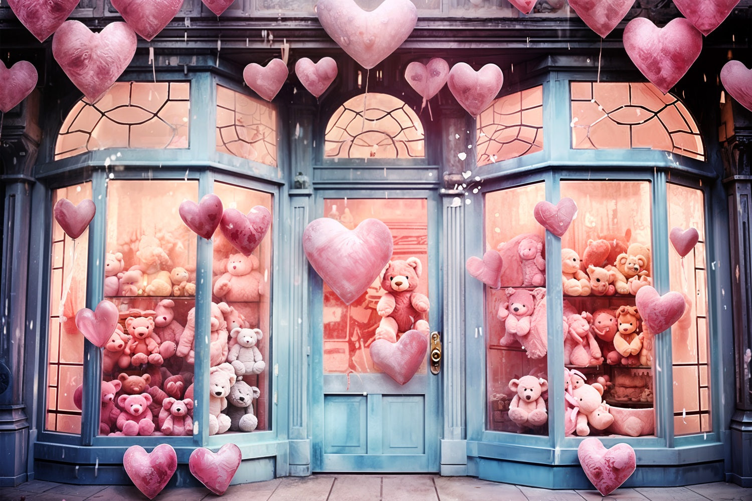 Photography Backdrops Valentine Heart Balloons Teddy Love Backdrop BRP11-388