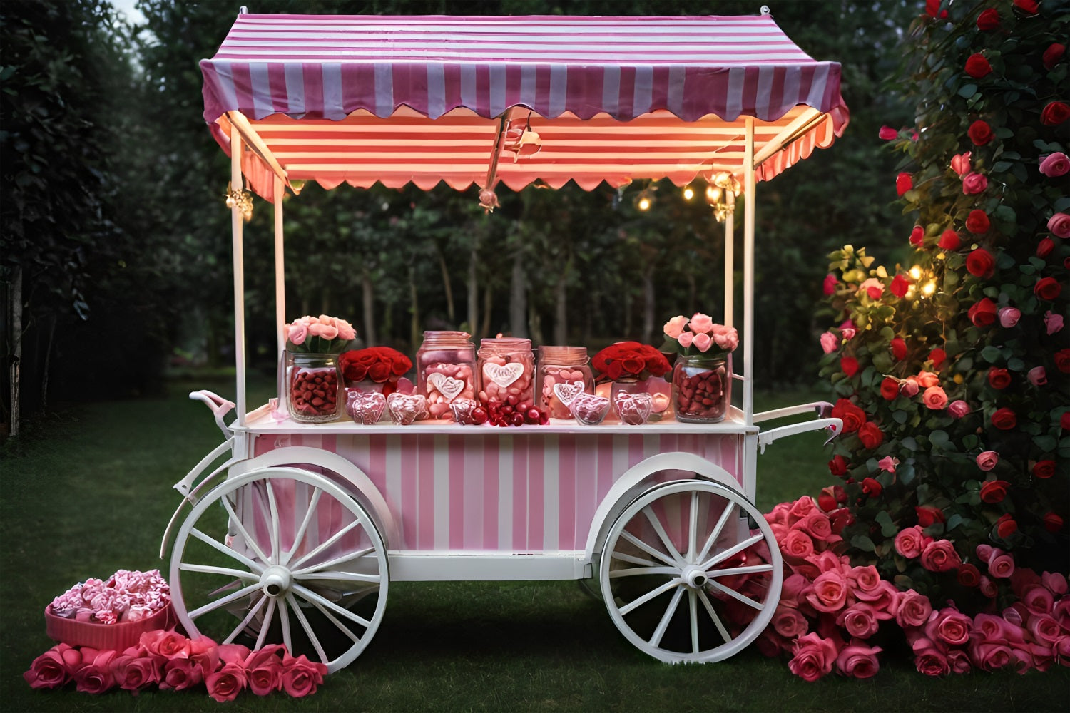 Backdrops For Valentine Pictures Rose Candy Cart Backdrop BRP11-389