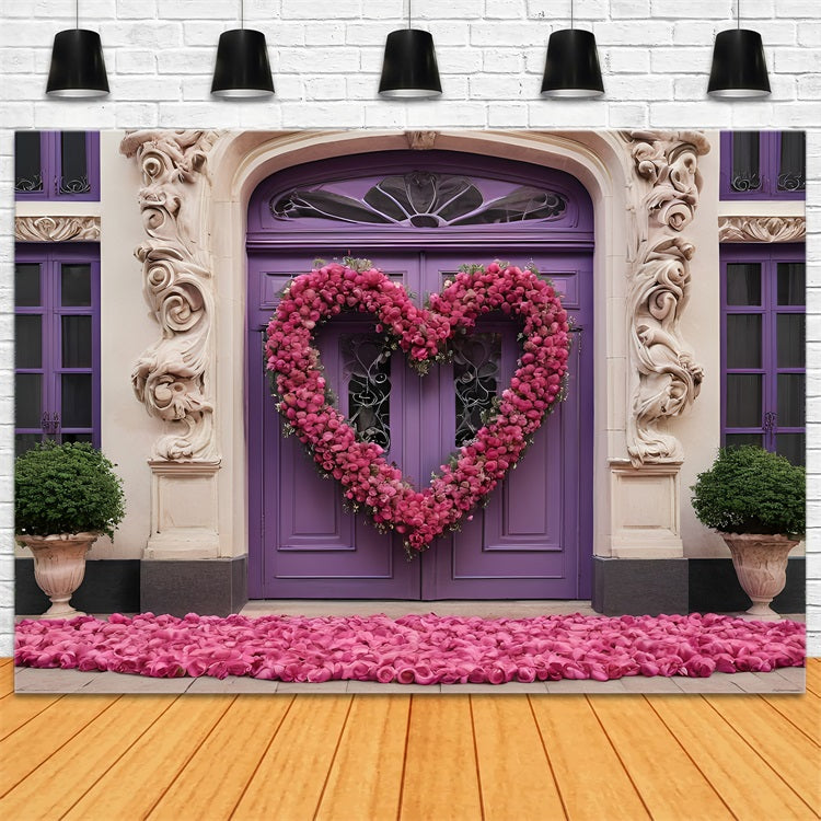 Valentines Heart Backdrop Wreath Purple Entrance Backdrop BRP11-392