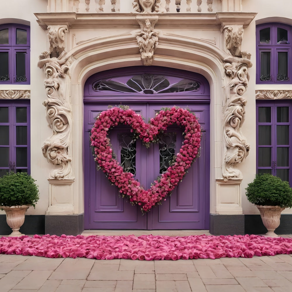 Valentines Heart Backdrop Wreath Purple Entrance Backdrop BRP11-392