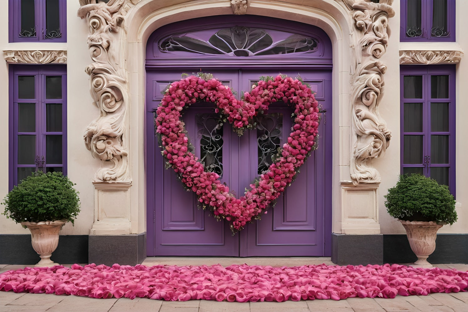 Valentines Heart Backdrop Wreath Purple Entrance Backdrop BRP11-392