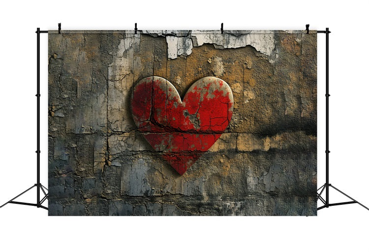 Photography Valentines Backdrops Cracked Red Heart Wall Backdrop BRP11-396