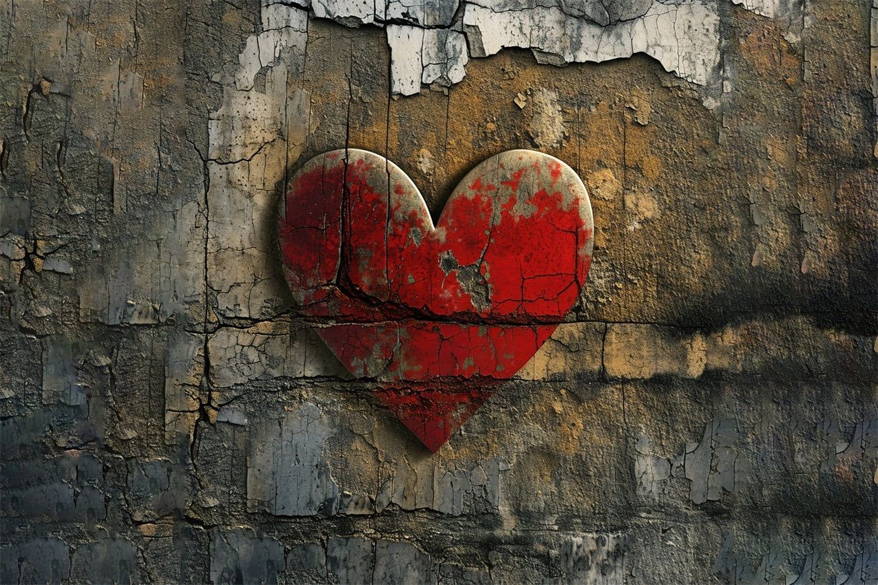 Photography Valentines Backdrops Cracked Red Heart Wall Backdrop BRP11-396