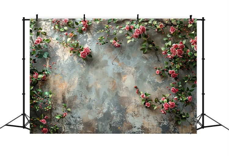 Photobooth Valentines Backdrop Floral Vines Painted Wall Backdrop BRP11-397