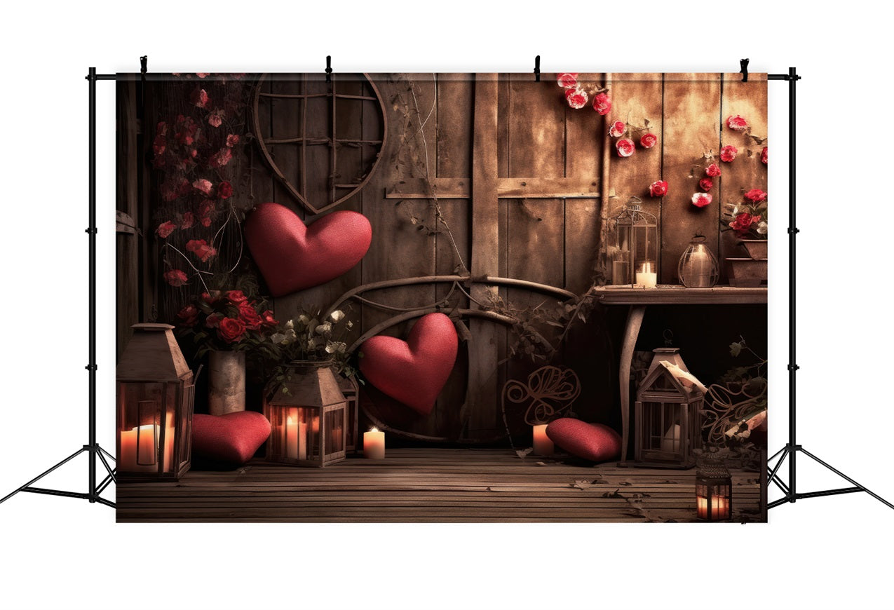 Backdrop For Valentine Candlelit Lantern Hearts Backdrop BRP11-399