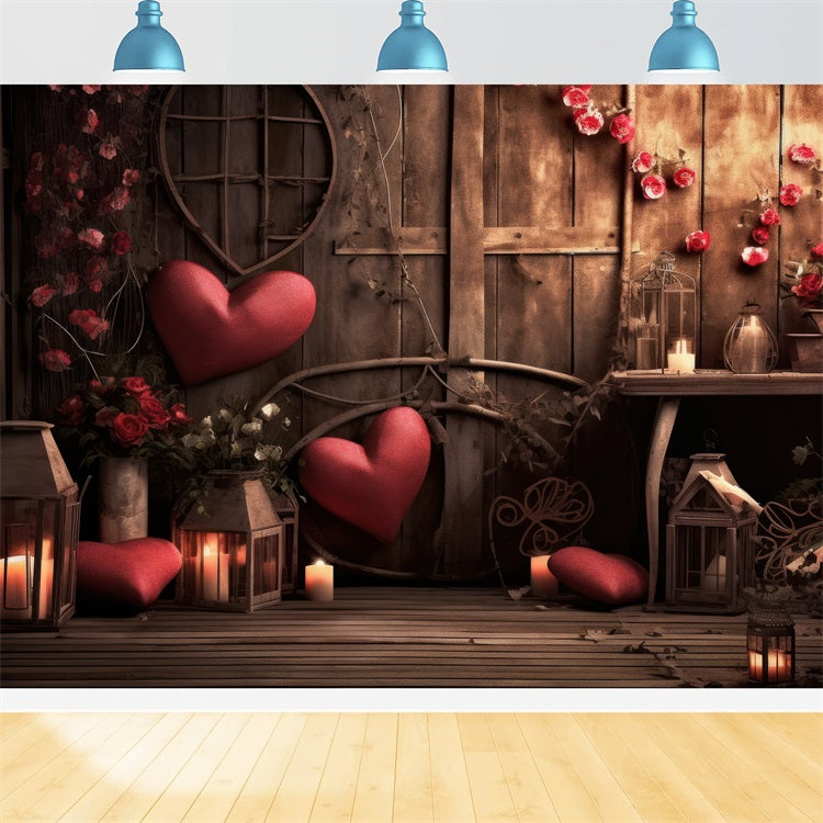 Backdrop For Valentine Candlelit Lantern Hearts Backdrop BRP11-399