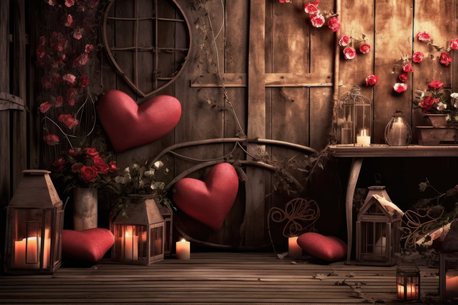 Backdrop For Valentine Candlelit Lantern Hearts Backdrop BRP11-399