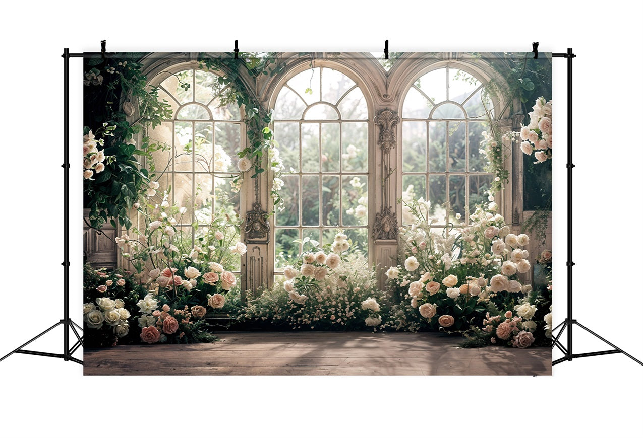 Valentines Photoshoot Backdrop Arched Window Floral Backdrop BRP11-401