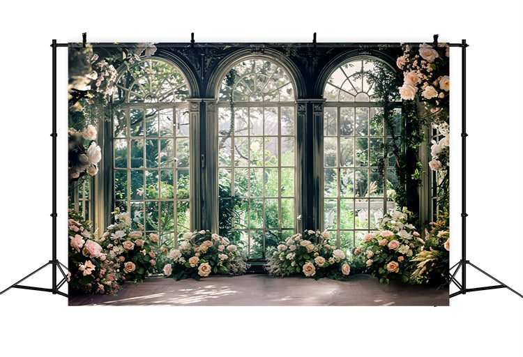 Backdrop For Valentines Day Arched Window Rose Backdrop BRP11-402