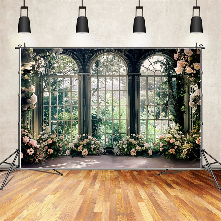 Backdrop For Valentines Day Arched Window Rose Backdrop BRP11-402