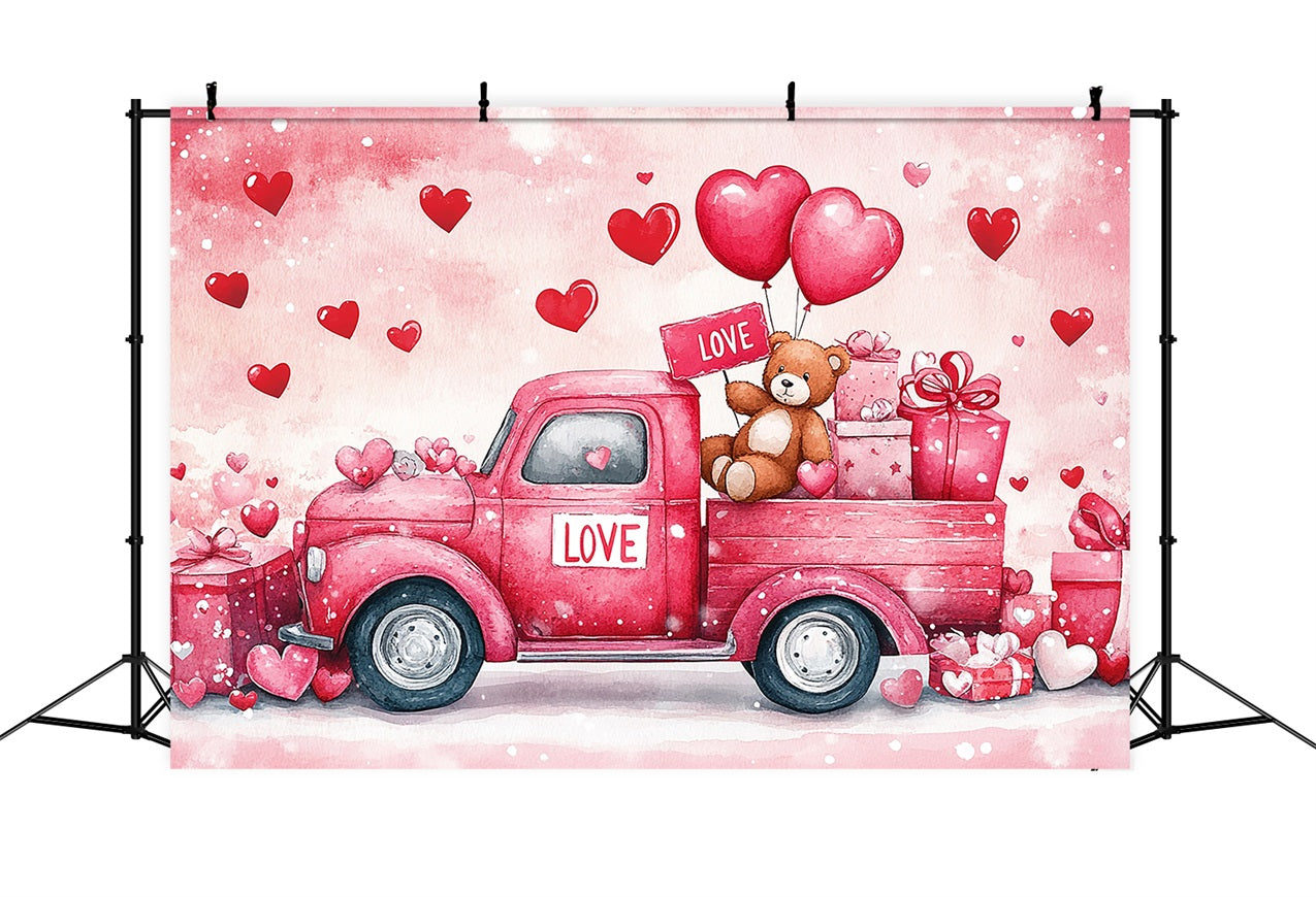 Backdrop For Valentines Teddy Bear Gift Truck Backdrop BRP11-409