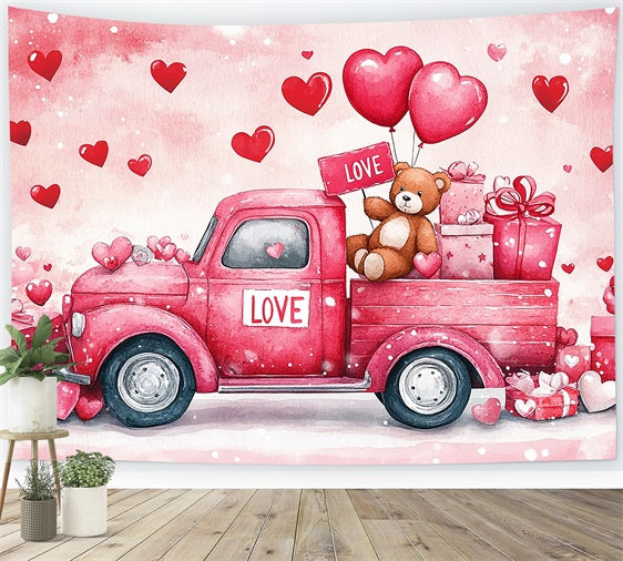 Backdrop For Valentines Teddy Bear Gift Truck Backdrop BRP11-409