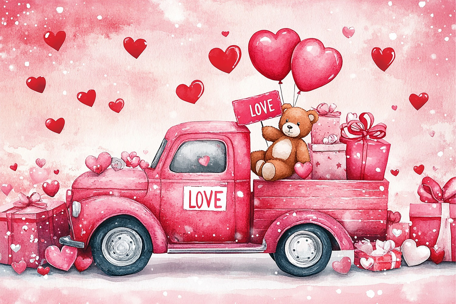 Backdrop For Valentines Teddy Bear Gift Truck Backdrop BRP11-409