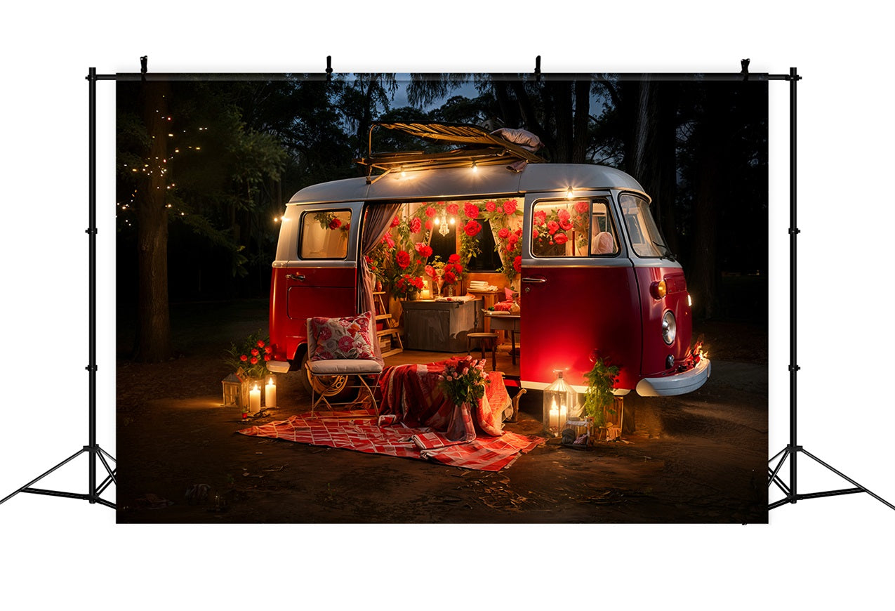 Valentines Day Backdrop Ideas Picnic Red Van Backdrop BRP11-410