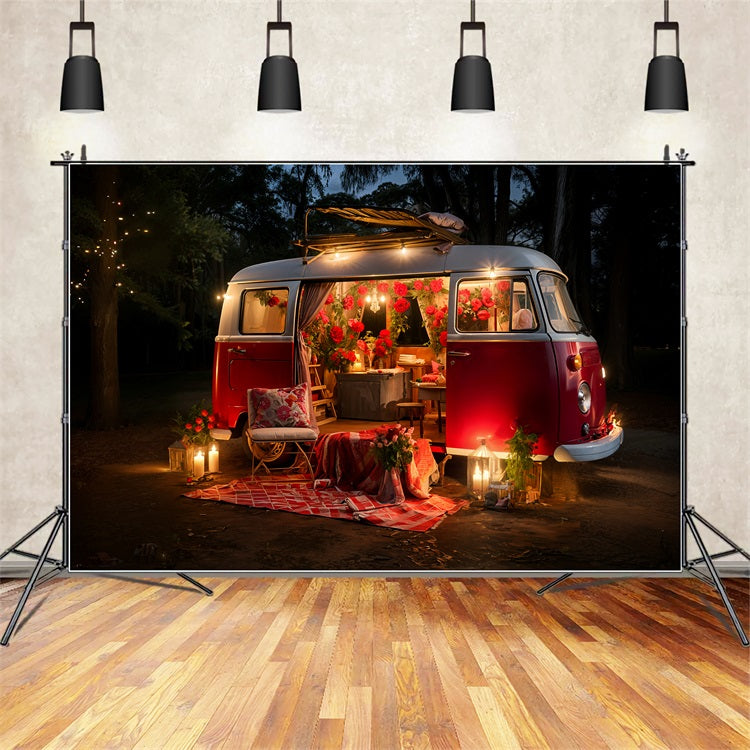 Valentines Day Backdrop Ideas Picnic Red Van Backdrop BRP11-410