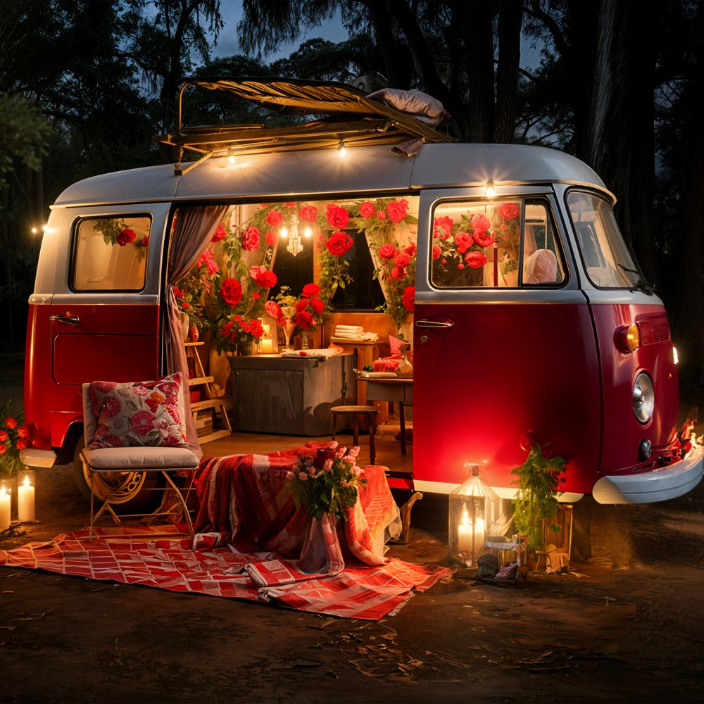 Valentines Day Backdrop Ideas Picnic Red Van Backdrop BRP11-410