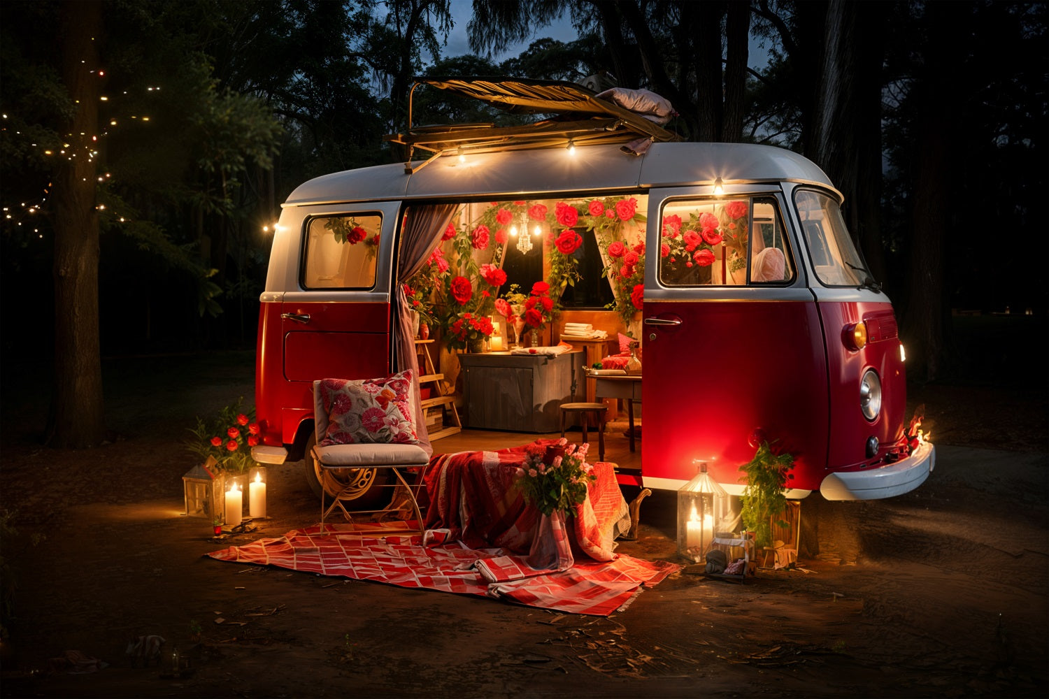 Valentines Day Backdrop Ideas Picnic Red Van Backdrop BRP11-410