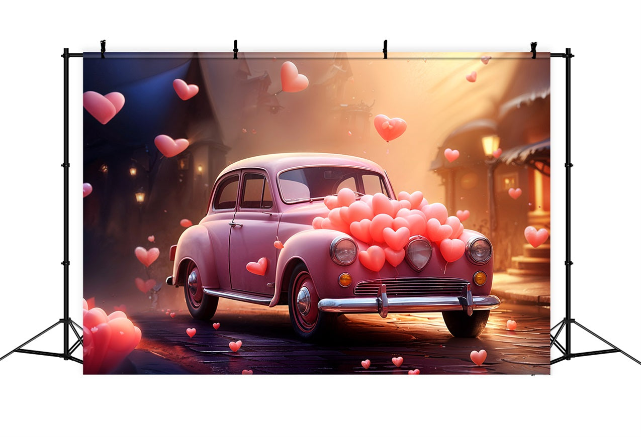 Valentine Day Photo Backdrop Car Heart Balloons Backdrop BRP11-414