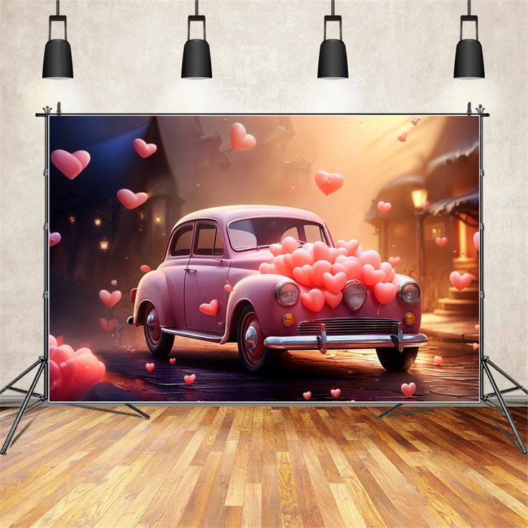 Valentine Day Photo Backdrop Car Heart Balloons Backdrop BRP11-414