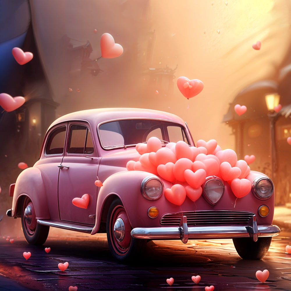 Valentine Day Photo Backdrop Car Heart Balloons Backdrop BRP11-414