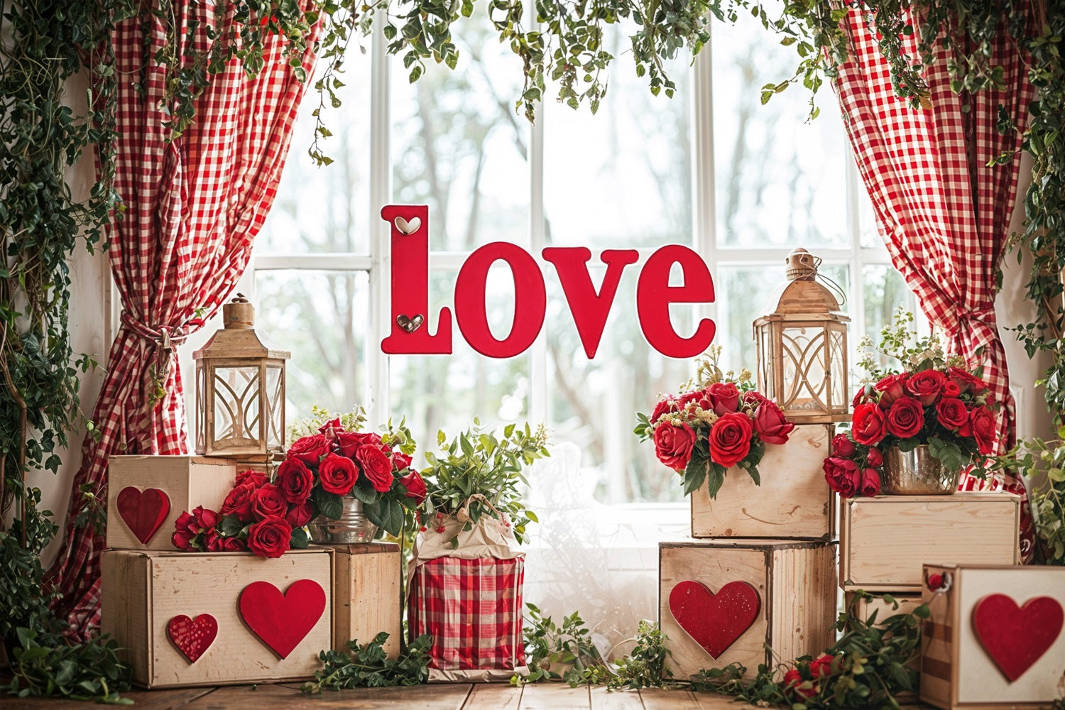 Valentine Backdrop Love Decor Vibrant Roses Backdrop BRP11-417