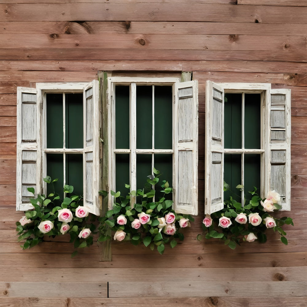 Valentine Backdrops Rose Framed Rustic Windows Backdrop BRP11-418