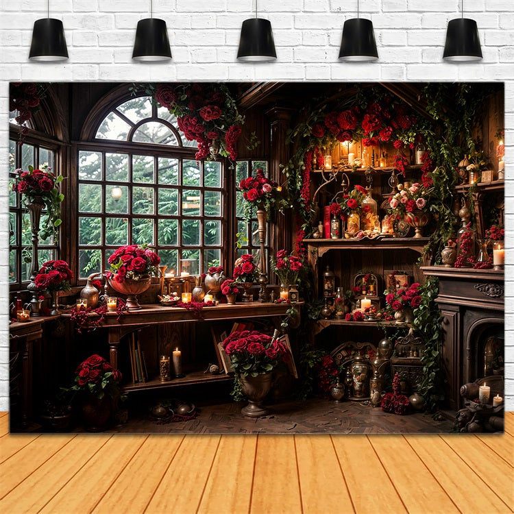 Valentines Backdrops Floral Window Warm Light Backdrop BRP11-420