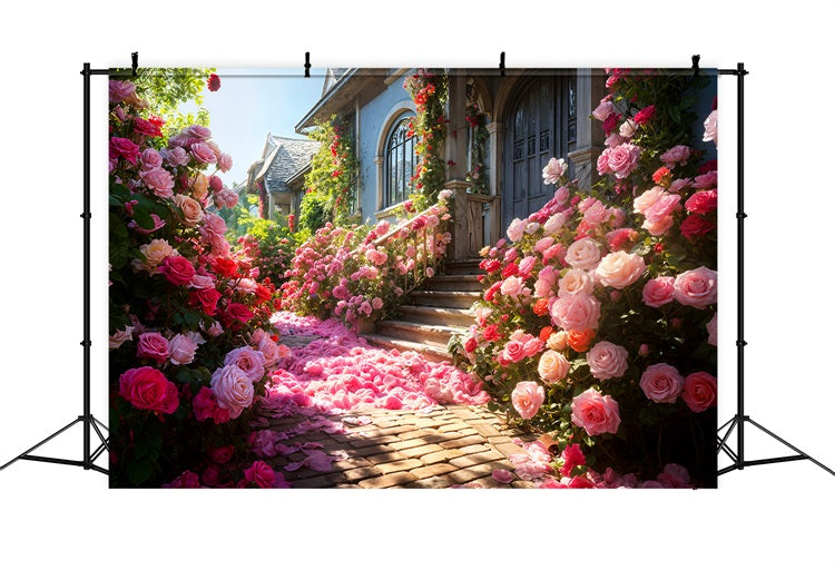 Photography Valentine Backdrop Idyllic Rose Home Entrance Backdrop BRP11-427