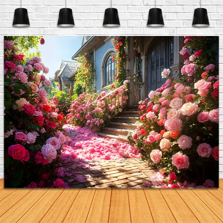 Photography Valentine Backdrop Idyllic Rose Home Entrance Backdrop BRP11-427