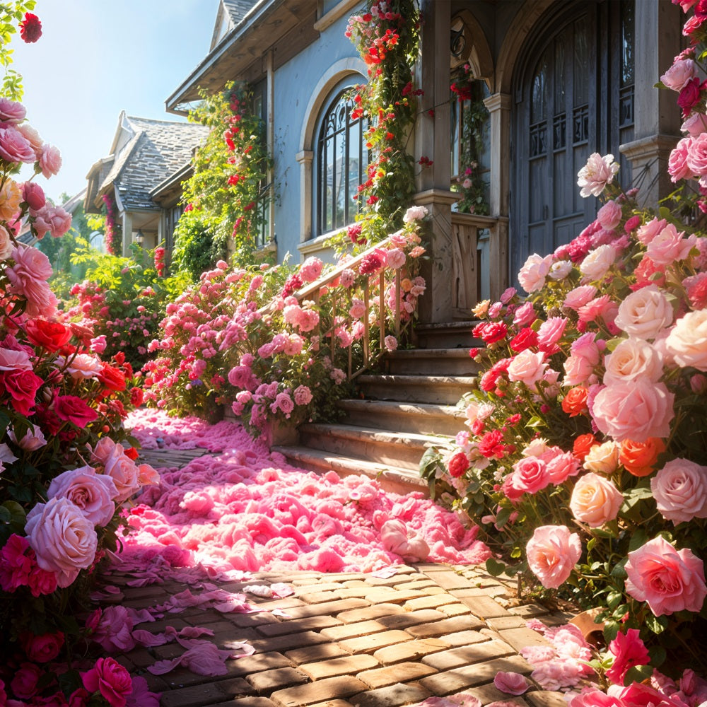 Photography Valentine Backdrop Idyllic Rose Home Entrance Backdrop BRP11-427