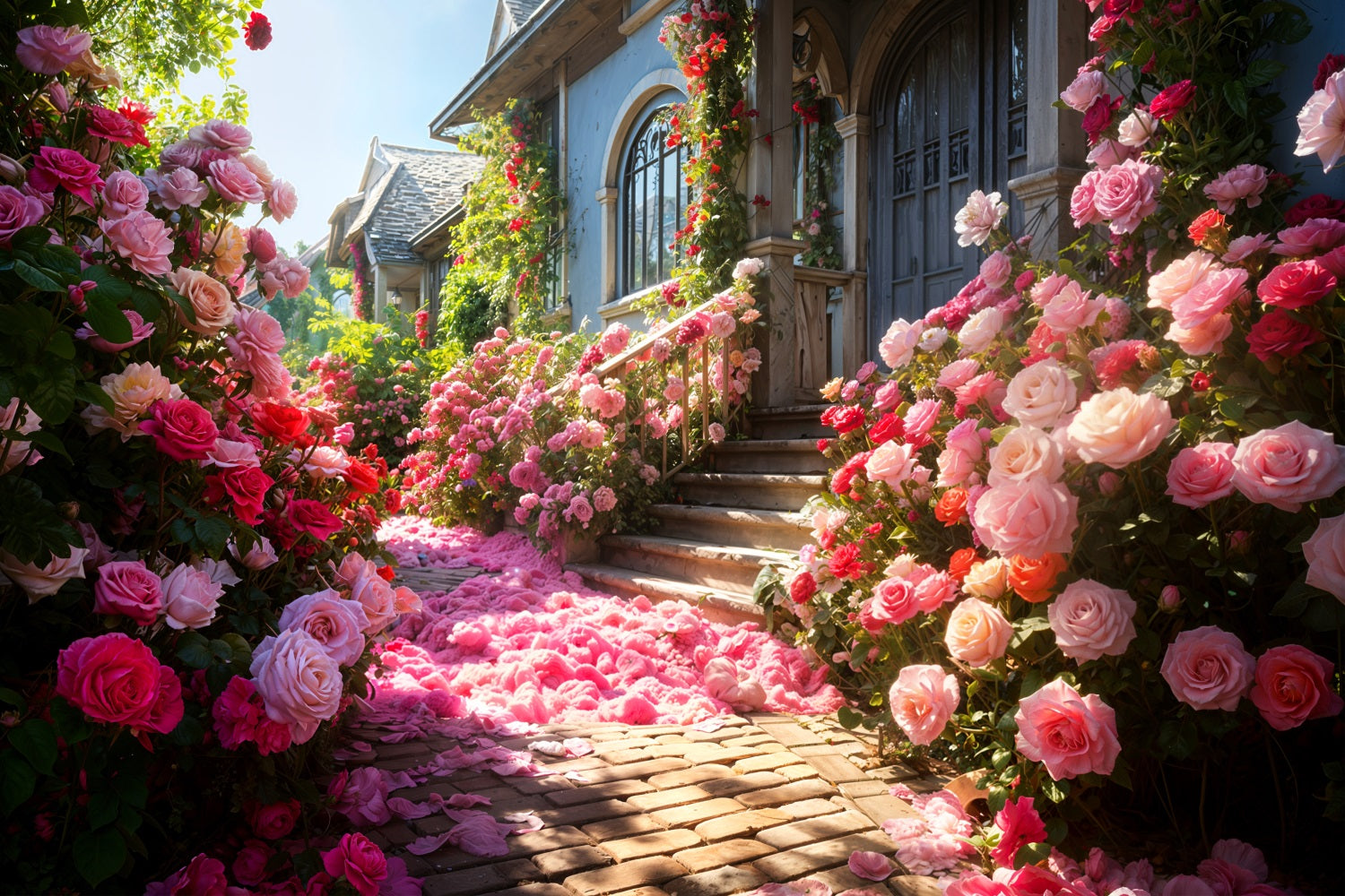 Photography Valentine Backdrop Idyllic Rose Home Entrance Backdrop BRP11-427