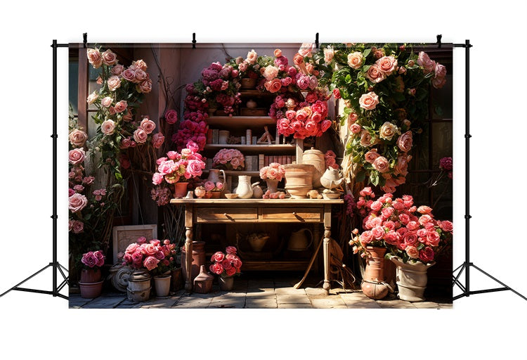 Valentine Photo Booth Backdrop Rose Arrangements Shelf Backdrop BRP11-430