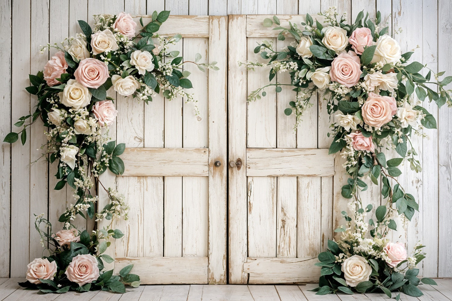 Backdrops For Valentines Day Wooden Door Floral Backdrop BRP11-438