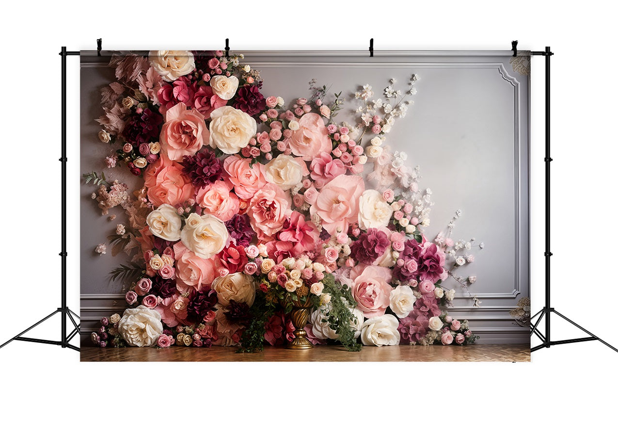 Valentine's Day Backdrop Vintage Pink Floral Wall Backdrop BRP11-441