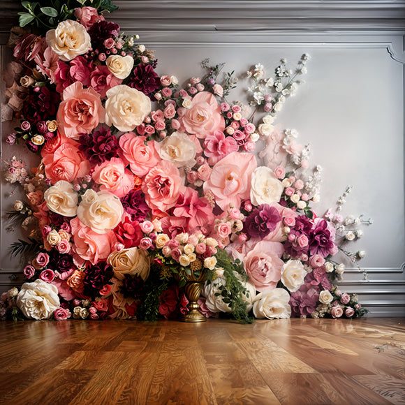 Valentine's Day Backdrop Vintage Pink Floral Wall Backdrop BRP11-441