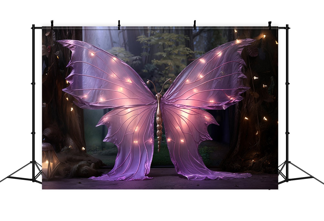 Valentines Day Backdrops Purple Butterfly Enchanted Lights Backdrop BRP11-443