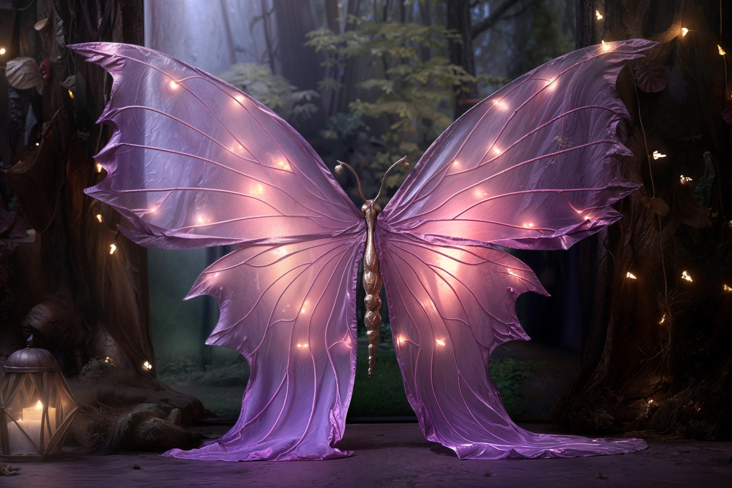 Valentines Day Backdrops Purple Butterfly Enchanted Lights Backdrop BRP11-443