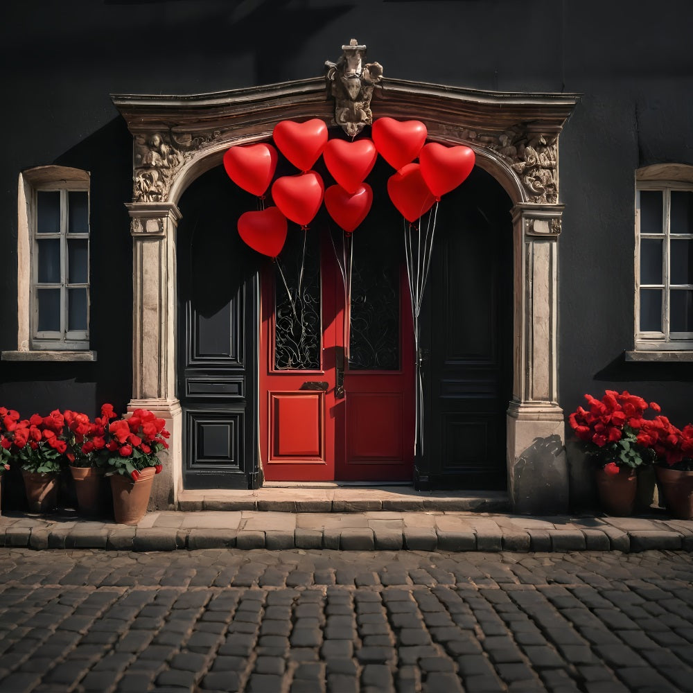 Valentines Day Backdrops Red Heart Balloons Door Backdrop BRP11-446